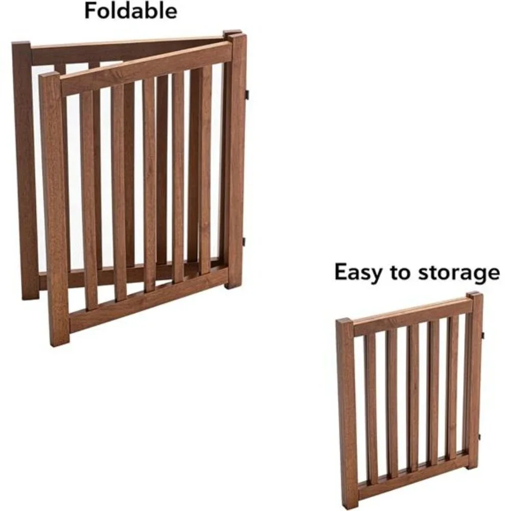 Solid HardWood Freestanding Pet Gate,Wooden Dog Gates for Doorways,Nature wood